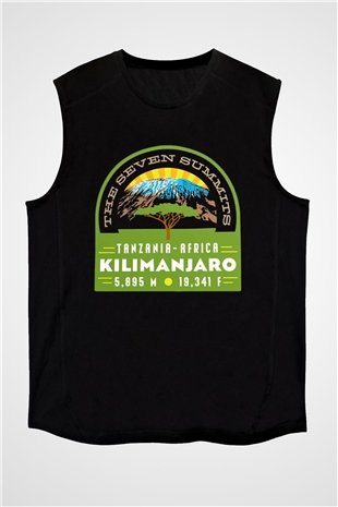 Kilimanjaro Siyah Unisex Kolsuz Tişört