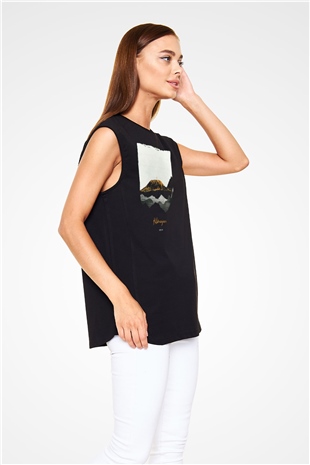 Kilimanjaro Siyah Unisex Kolsuz Tişört