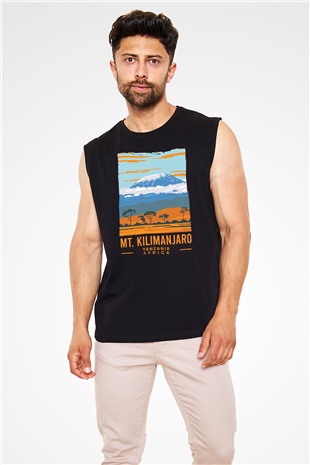Kilimanjaro Siyah Unisex Kolsuz Tişört