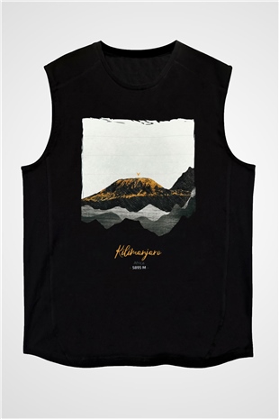 Kilimanjaro Siyah Unisex Kolsuz Tişört