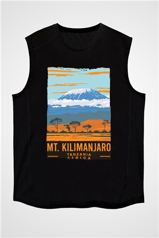 Kilimanjaro Siyah Unisex Kolsuz Tişört