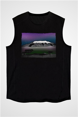 Kilimanjaro Siyah Unisex Kolsuz Tişört