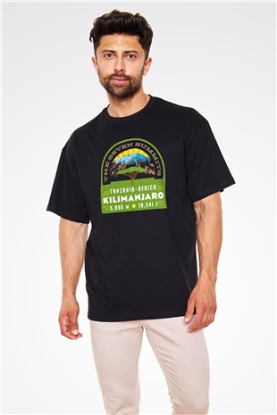 Kilimanjaro Siyah Unisex Oversize Tişört T-Shirt