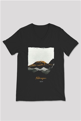 Kilimanjaro Siyah Unisex V Yaka Tişört