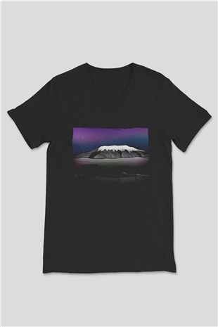 Kilimanjaro Siyah Unisex V Yaka Tişört