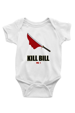 Kill Bill Baskılı Beyaz Unisex Bebek Body - Zıbın