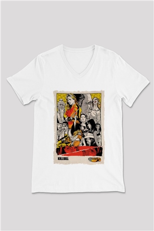 Kill Bill Beyaz Unisex V Yaka Tişört