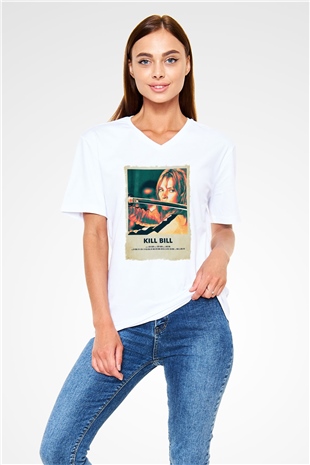 Kill Bill Beyaz Unisex V Yaka Tişört