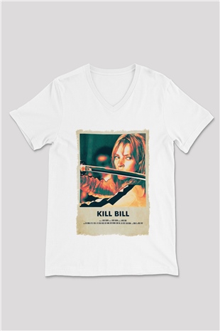 Kill Bill Beyaz Unisex V Yaka Tişört
