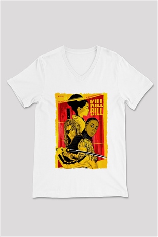 Kill Bill Beyaz Unisex V Yaka Tişört
