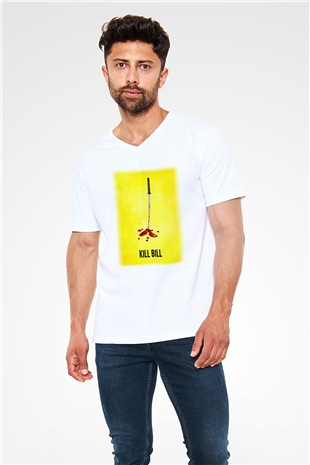Kill Bill Beyaz Unisex V Yaka Tişört T-Shirt