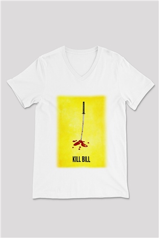Kill Bill Beyaz Unisex V Yaka Tişört T-Shirt