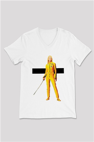 Kill Bill Beyaz Unisex V Yaka Tişört T-Shirt