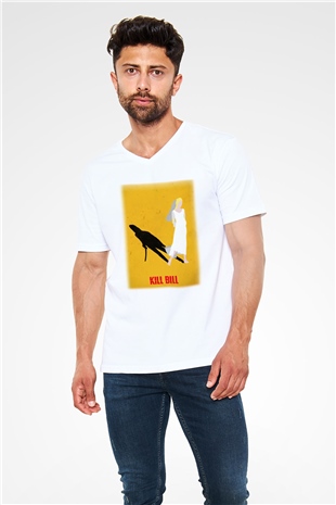 Kill Bill Beyaz Unisex V Yaka Tişört T-Shirt