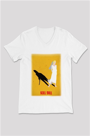 Kill Bill Beyaz Unisex V Yaka Tişört T-Shirt