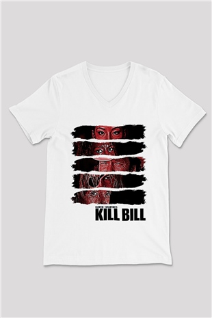 Kill Bill Beyaz Unisex V Yaka Tişört T-Shirt