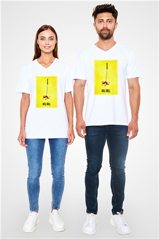 Kill Bill Beyaz Unisex V Yaka Tişört T-Shirt