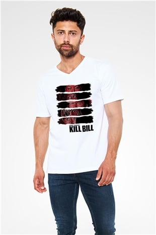 Kill Bill Beyaz Unisex V Yaka Tişört T-Shirt