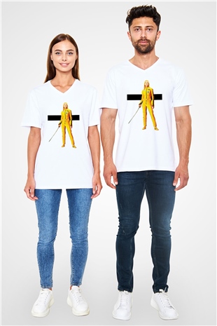 Kill Bill Beyaz Unisex V Yaka Tişört T-Shirt