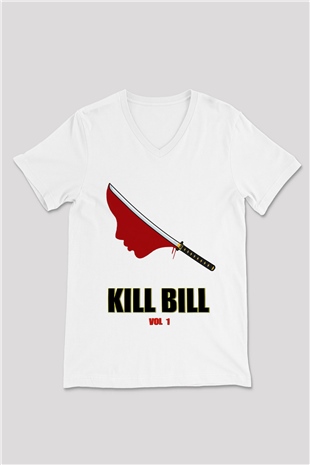Kill Bill Beyaz Unisex V Yaka Tişört T-Shirt