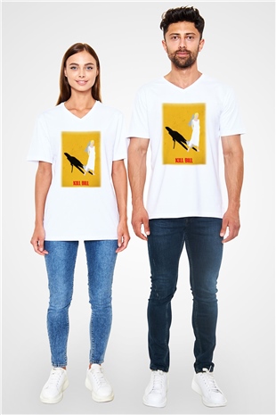 Kill Bill Beyaz Unisex V Yaka Tişört T-Shirt