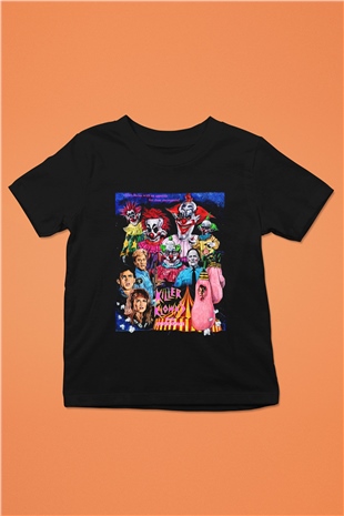 Killer Klowns from Outer Space Baskılı Siyah Unisex Çocuk Tişört