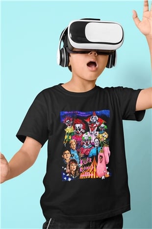 Killer Klowns from Outer Space Baskılı Siyah Unisex Çocuk Tişört