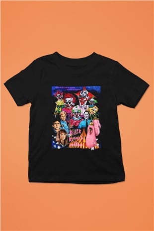 Killer Klowns from Outer Space Baskılı Siyah Unisex Çocuk Tişört
