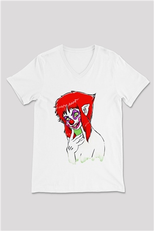 Killer Klowns from Outer Space Beyaz Unisex  V Yaka Tişört
