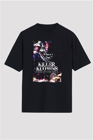 Killer Klowns from Outer Space Siyah Oversize Tişört