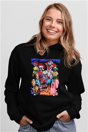 Killer Klowns from Outer Space Siyah Unisex Kapüşonlu Sweatshirt