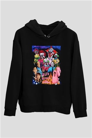 Killer Klowns from Outer Space Siyah Unisex Kapüşonlu Sweatshirt