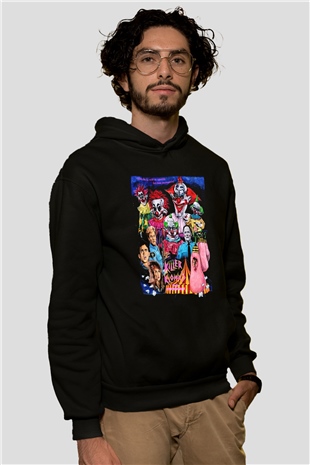 Killer Klowns from Outer Space Siyah Unisex Kapüşonlu Sweatshirt