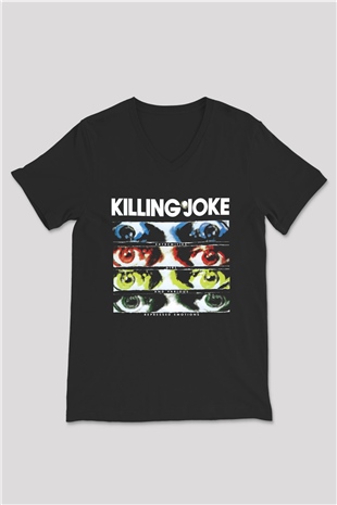 Killing Joke Siyah Unisex V Yaka Tişört T-Shirt
