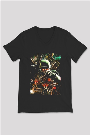 Killzone Siyah Unisex V Yaka Tişört