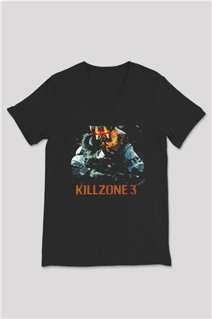 Killzone Siyah Unisex V Yaka Tişört