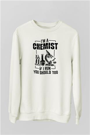 Kimya Bilimi Baskılı Unisex Ekru Sweatshirt
