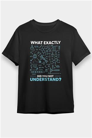 Kimya Formülleri Baskılı Unisex Siyah Tişört - Tshirt