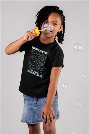 Kimya Formülleri Baskılı Unisex Siyah Çocuk Tişörtü - Tshirt