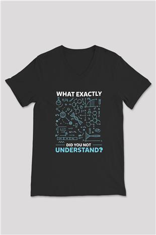Kimya Formülleri Baskılı Unisex V Yaka Siyah Tİşört - Tshirt