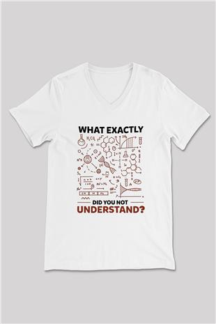 Kimya Formülleri Baskılı Unisex V Yaka Beyaz Tişört - Tshirt