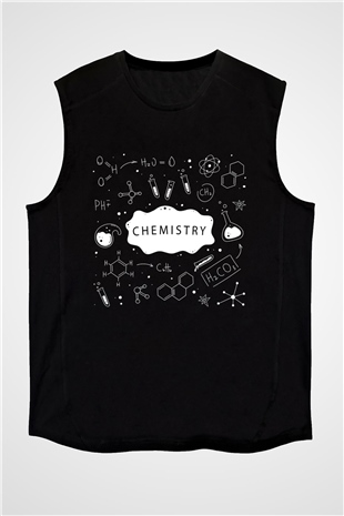 Kimya İyonik Kovalent Bağlar Baskılı Unisex Siyah Kolsuz Tişört