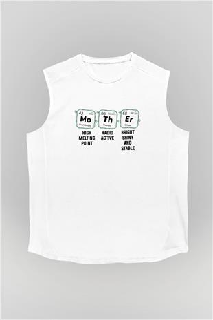 Kimya Periyodik Tablo Anne Baskılı Unisex Kolsuz Beyaz Tişört - Tshirt