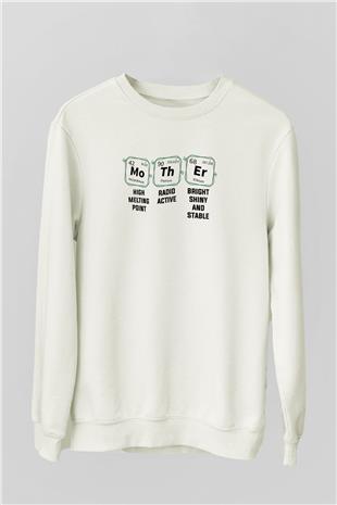 Kimya Periyodik Tablo Anne Baskılı Unisex Ekru Sweatshirt