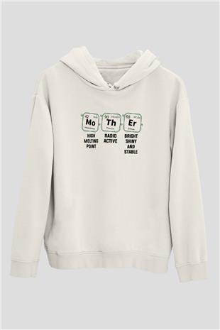 Kimya Periyodik Tablo Anne Baskılı Unisex Ekru Hoodie