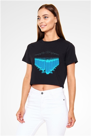 Kimyager Siyah Crop Top Tişört