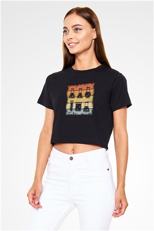Kimyager Siyah  Crop Top Tişört