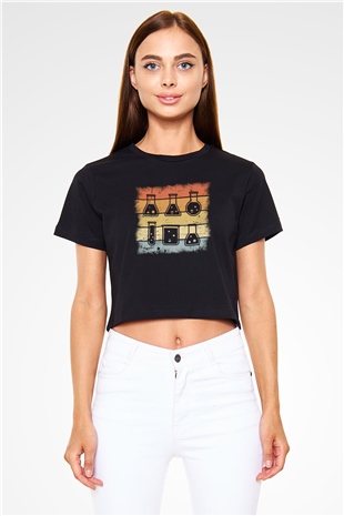Kimyager Siyah  Crop Top Tişört