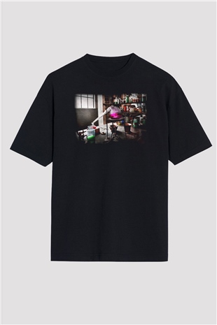 Kimyager Siyah Unisex Oversize Tişört T-Shirt