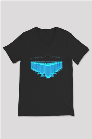 Kimyager Siyah Unisex V Yaka Tişört T-Shirt